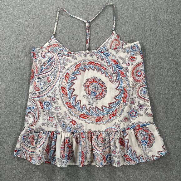 Abercrombie & Fitch Paisley Ruffle Hem Tank Top Size X-Small Strappy V-Neck - Picture 8 of 8